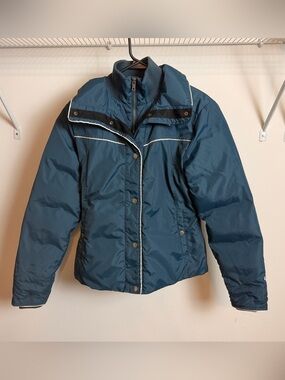 The North Face Women’s Medium 550 Goose Down Ski Jacket Snow Coat Blue Green
